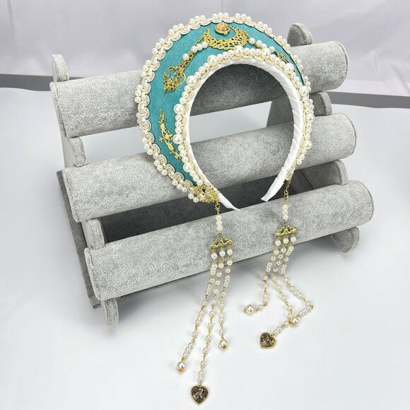 Women\'s Tudor Style Retro Crown Hair Accessories Handmade Multicolor main image 5